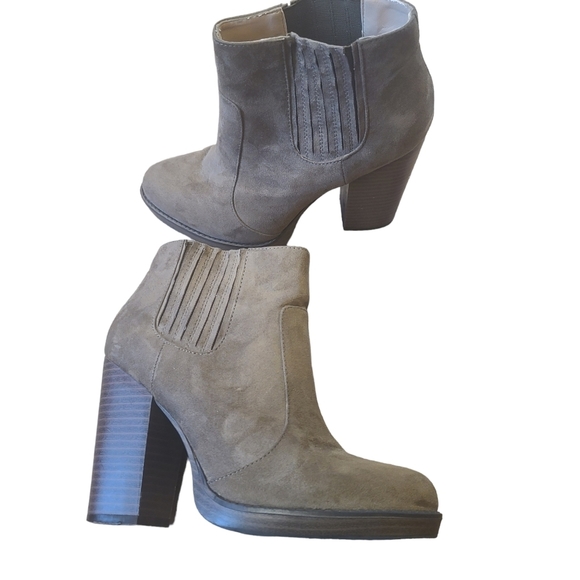 ZARA SUEDE STACK CHUNKY HEELED ANKLE BOOTS BOOTIES WOMENS SIZE 39 US SIZE 8 - Picture 7 of 12